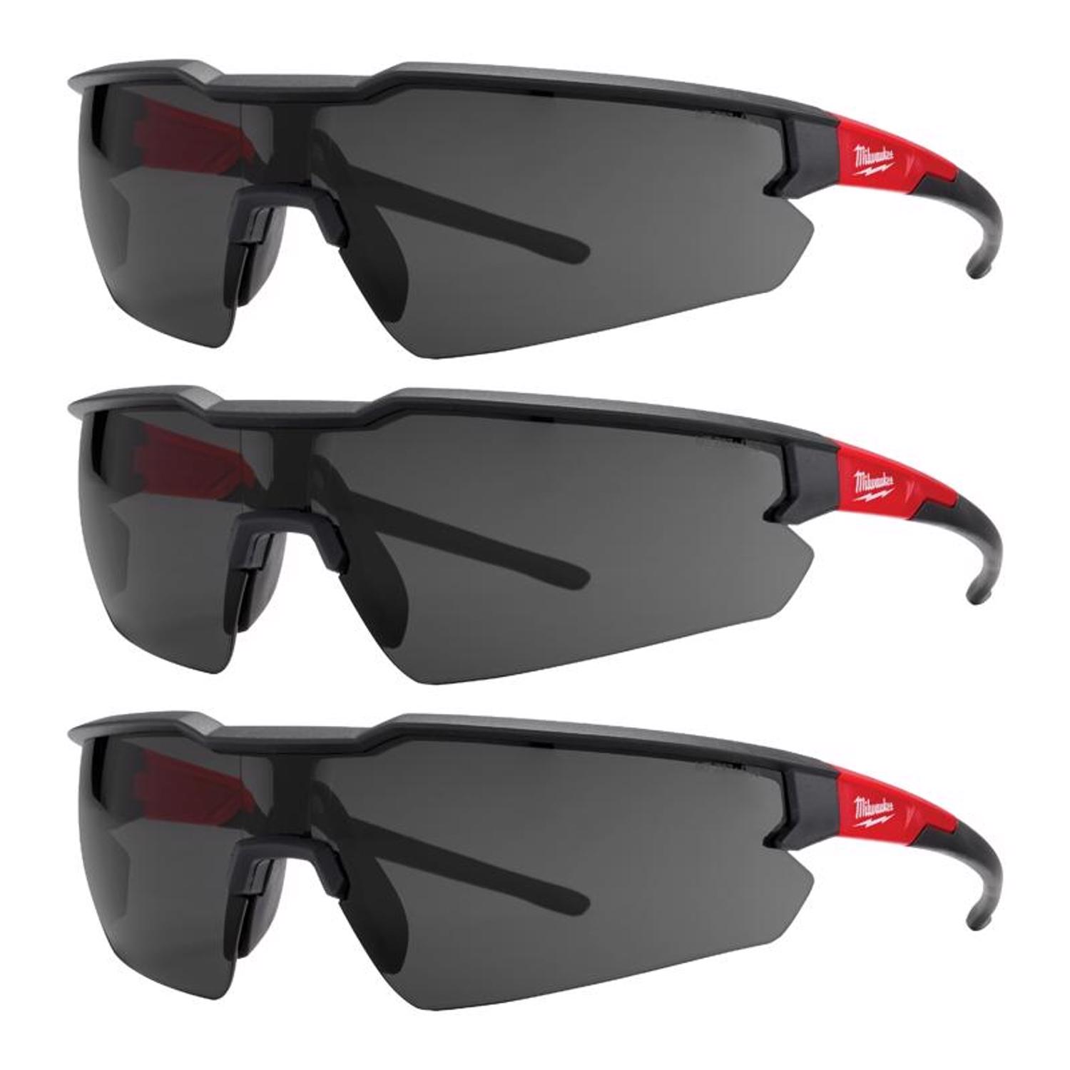 Milwaukee Anti-Fog Safety Glasses Tinted Lens Black/Red Frame 3 pk - Mycitystee
