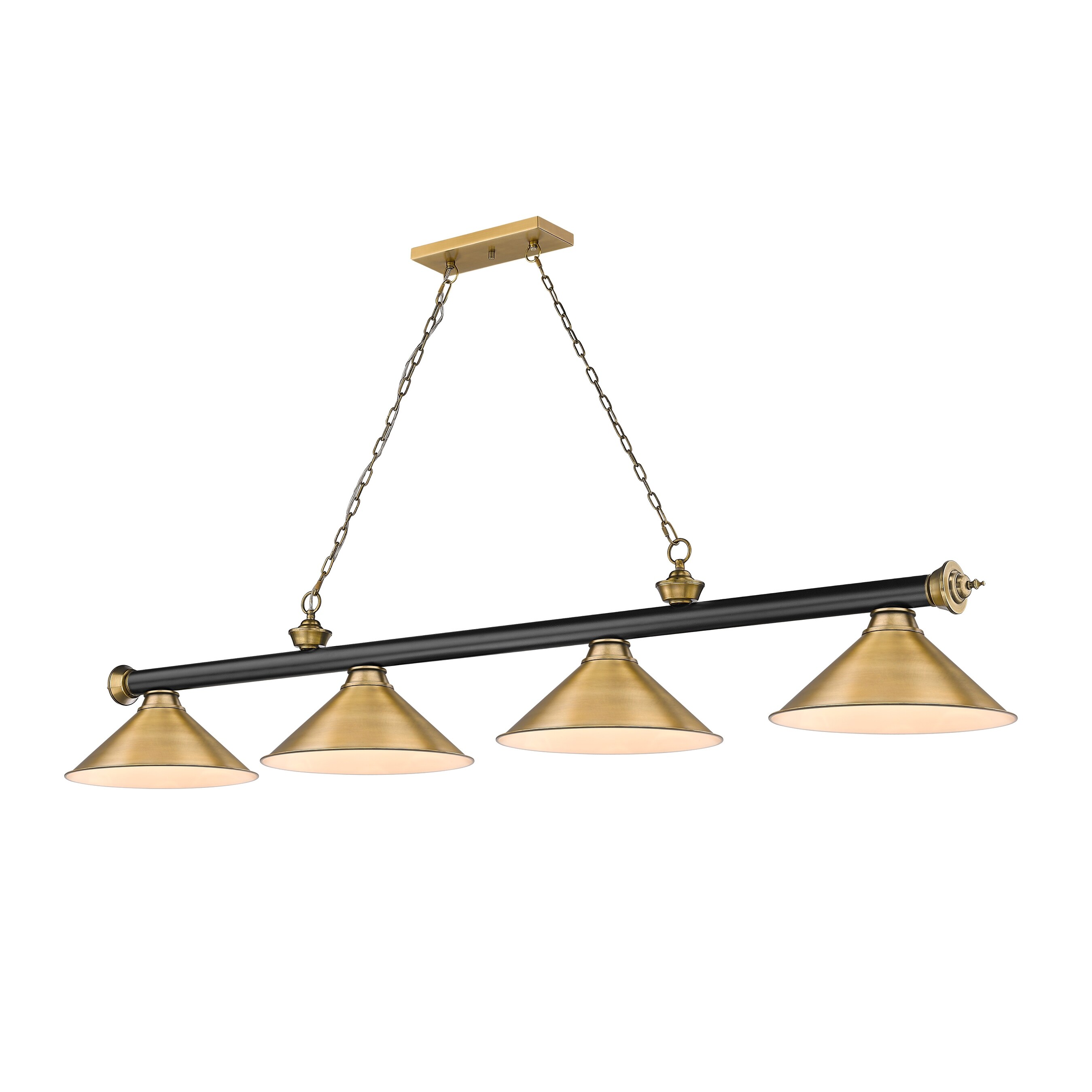 Cordon 4 Light Billiard - Matte Black + Rubbed Brass - Mycitystee