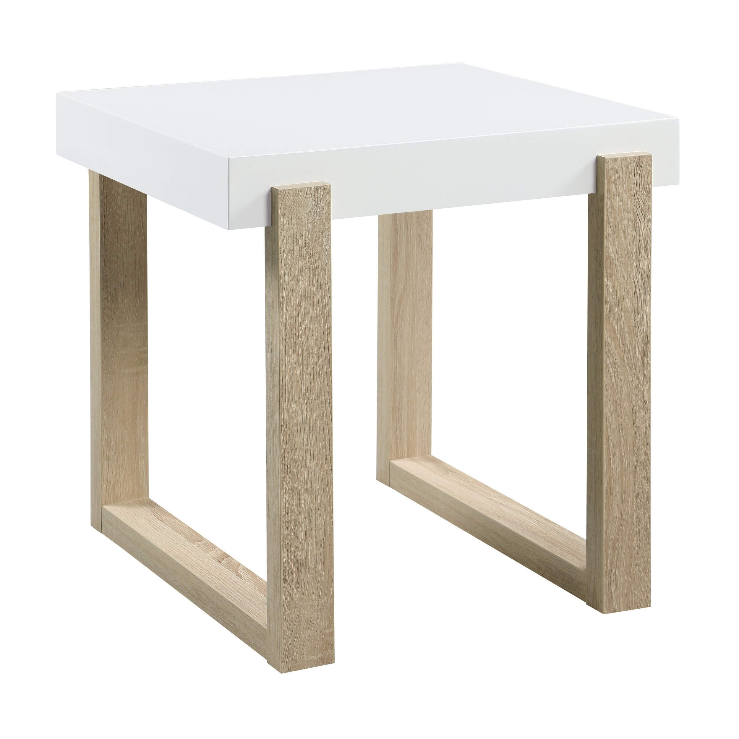 Shay 22 Inch Side End Table， Thick Rectangular Tabletop， High Gloss White - Mycitystee