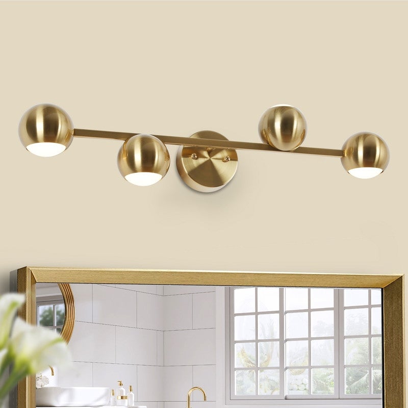 Modern 1/2/3/4-Light Brass LED Bathroom Vanity Light Linear Wall Sconces - Mycitystee