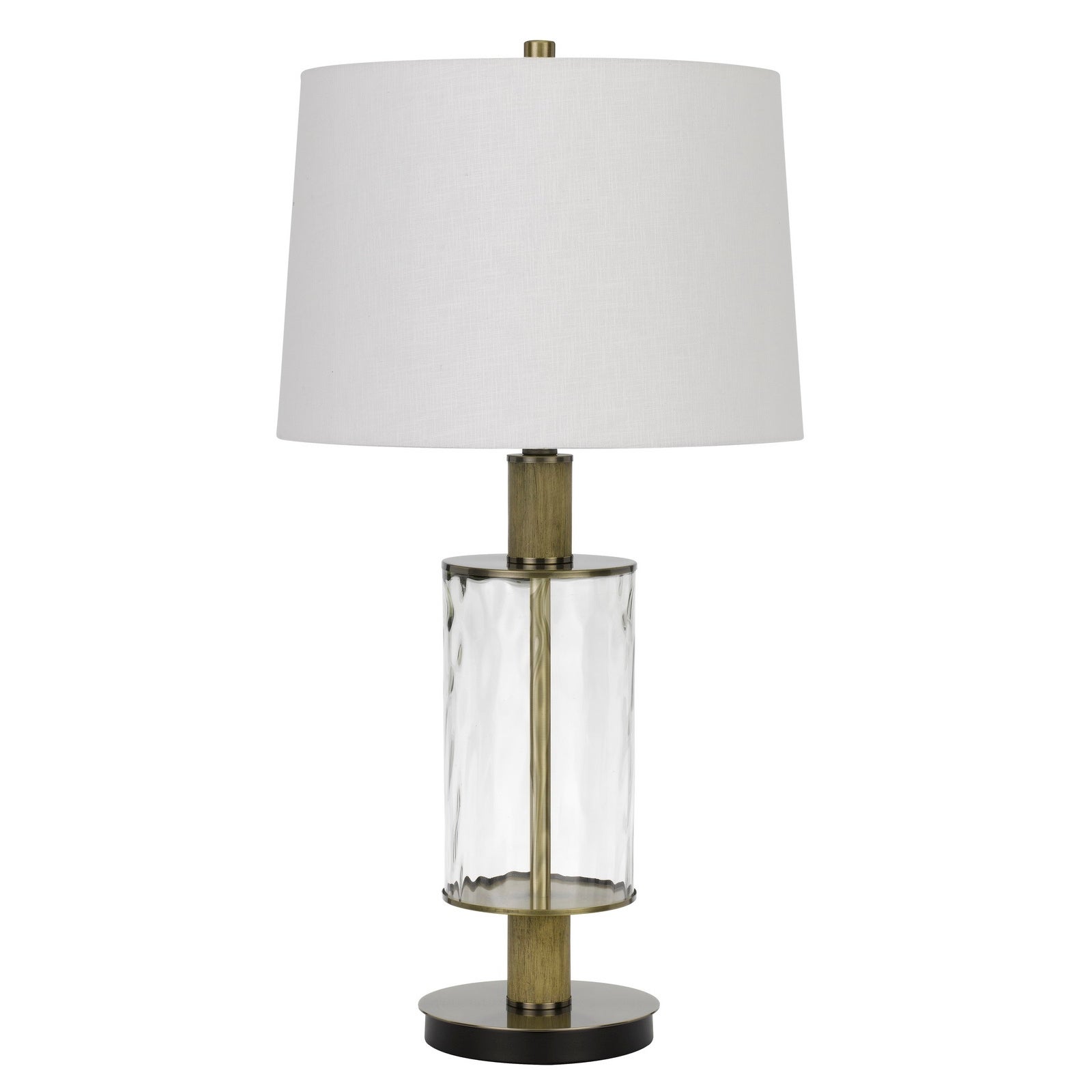 42 Inch Clear Glass Table Lamp with Dimmer and Oak Wood Accent - Mycitystee