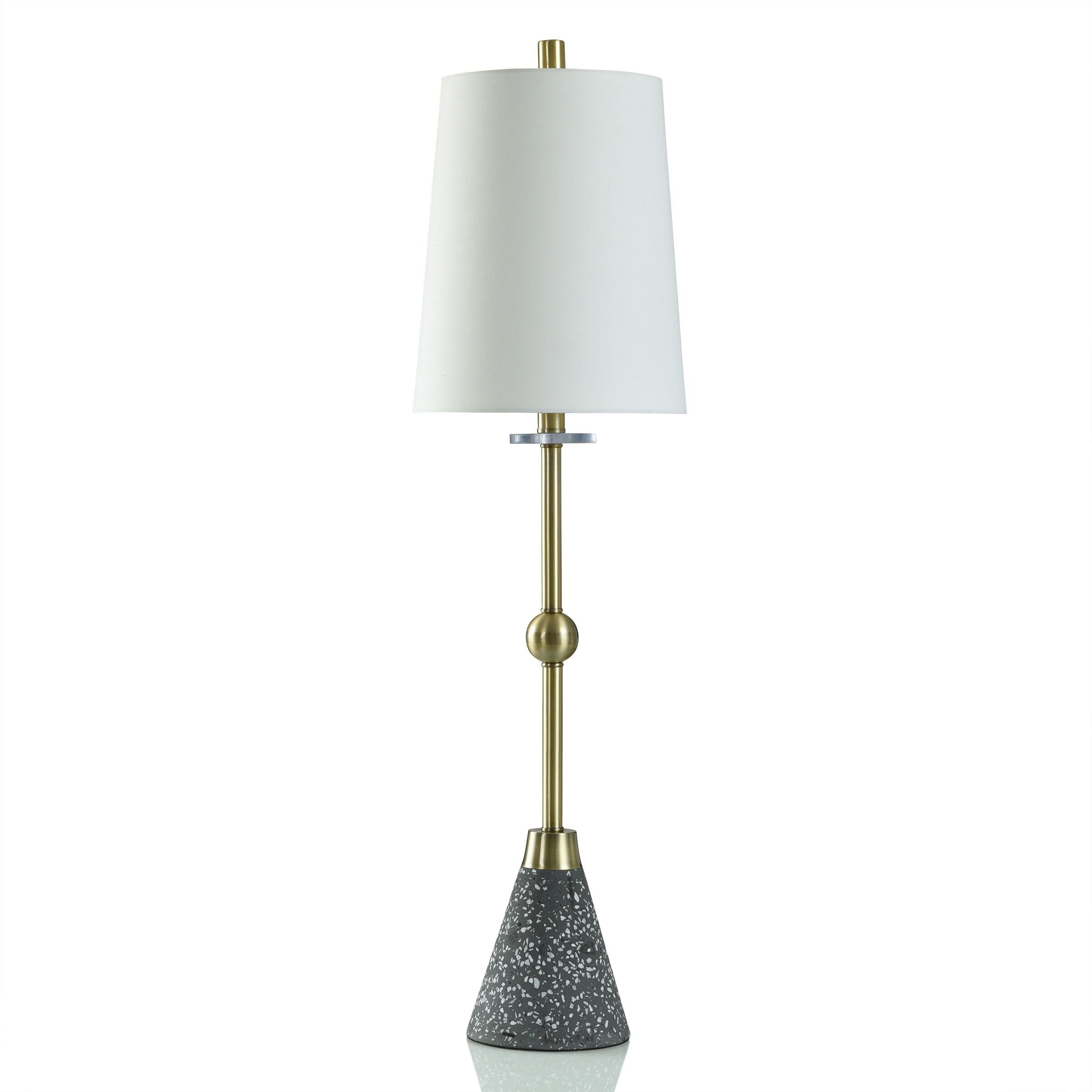 Tazzo Gold Table Lamp - Slim Gold Bar With Concrete Terrazzo Accent Base - Mycitystee