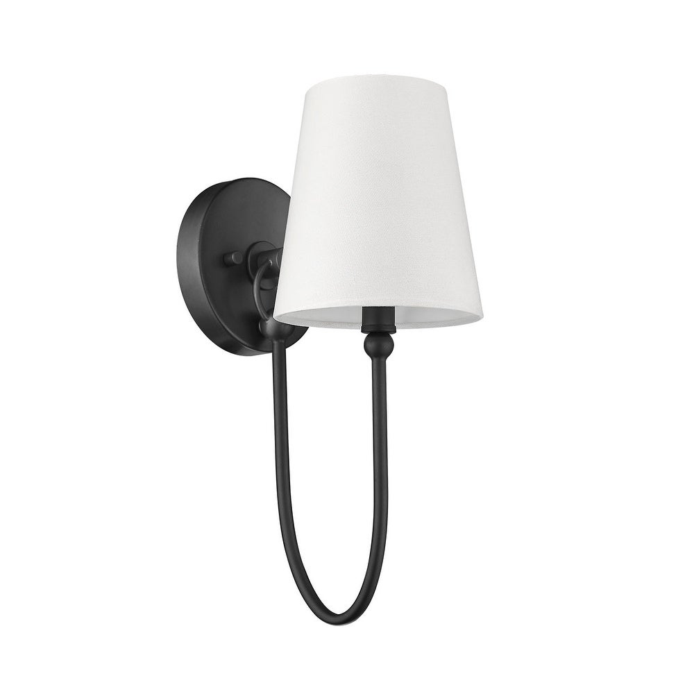 Simple Rustic 1-Light Black Wall Sconce with Shade - Mycitystee