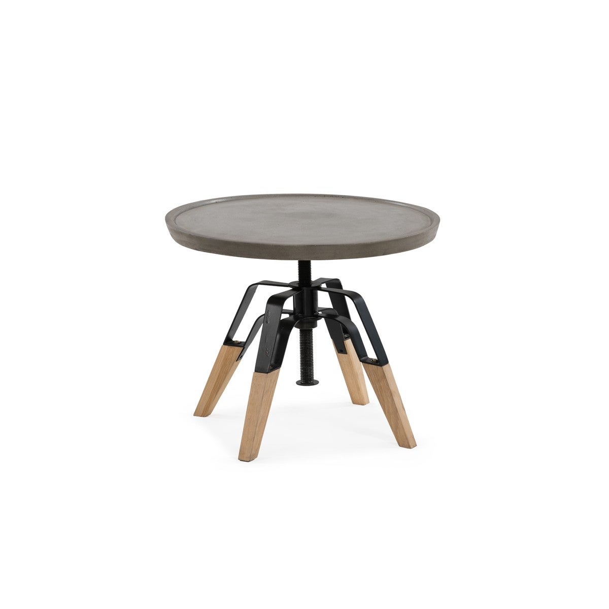 Round End Table with Concrete Top and Adjustable Height， Gray and Brown - Mycitystee
