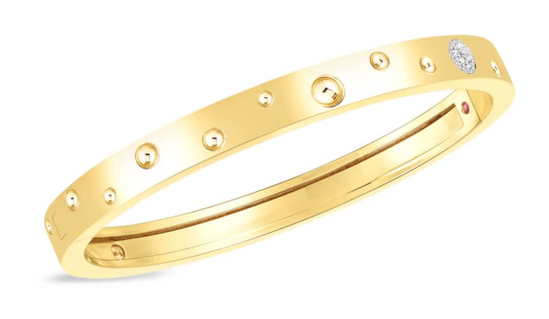 Roberto Coin 18KT Gold And Diamond Pois Moi Luna Thin Bangle - Mycitystee