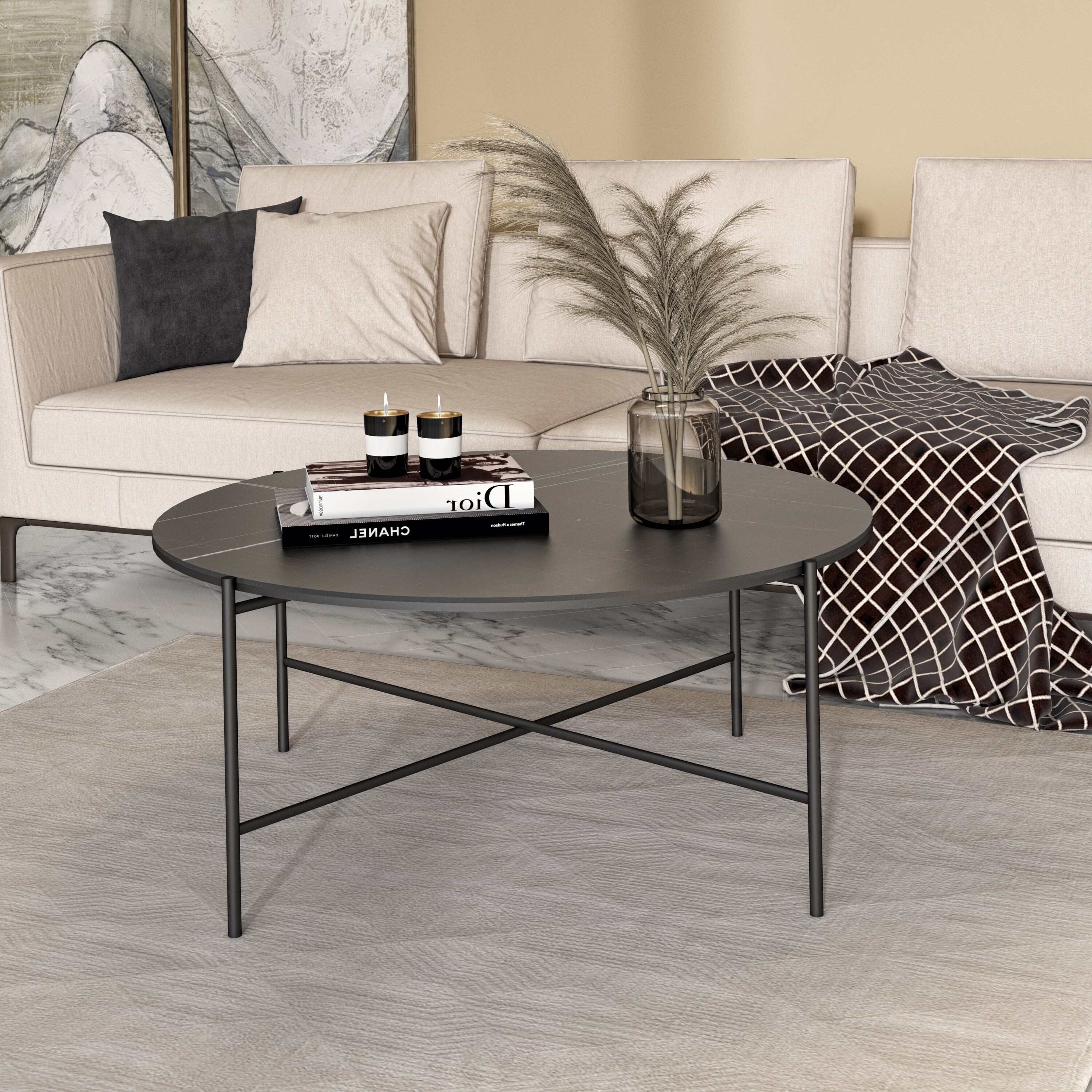 Modrest Hobart Modern Black Ceramic Coffee Table - Mycitystee