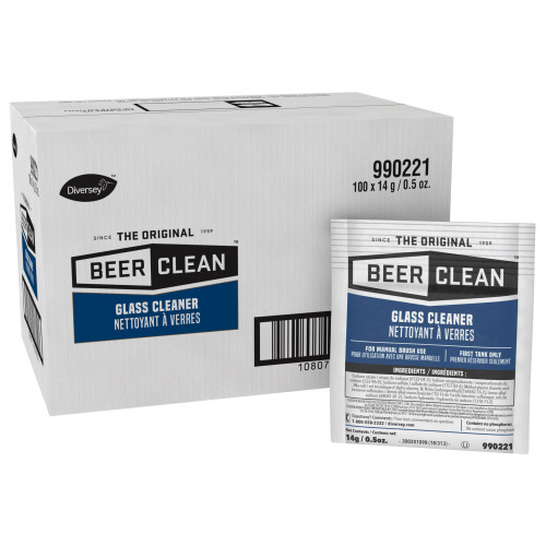 Diversey Beer Clean Glass Cleaner， Powder， 0.5 oz Packet， 100/Carton (990221) - Mycitystee