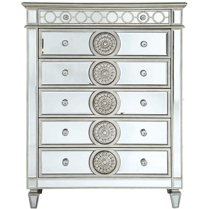 Global Pronex 6 Tier Wooden Chest with 5 Drawers and 1 Jewlry Storage in Mirrored - - 35478796 - Mycitystee