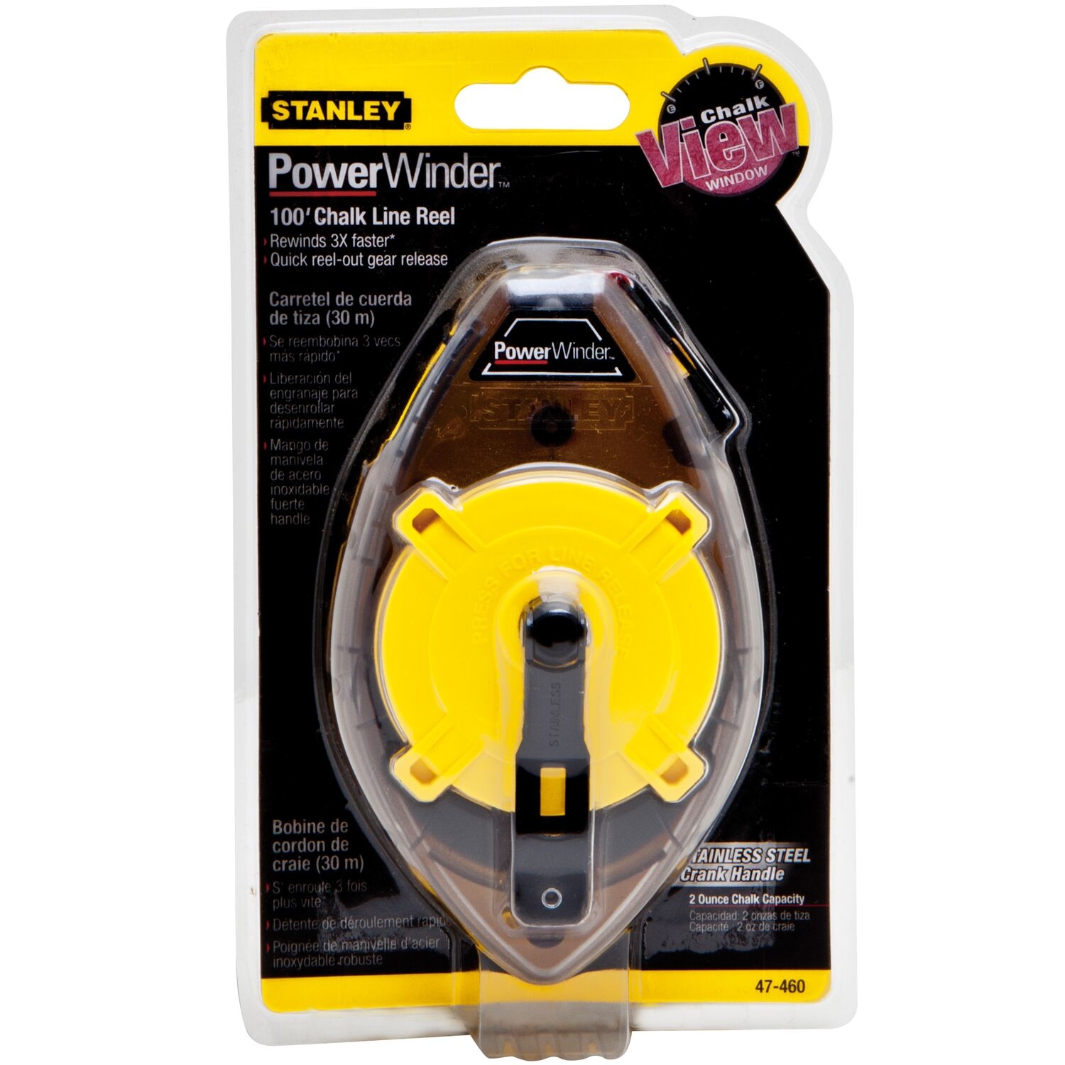 Stanley PowerWinder 4 oz Chalk Line Reel 100 ft. Black/Yellow - Mycitystee