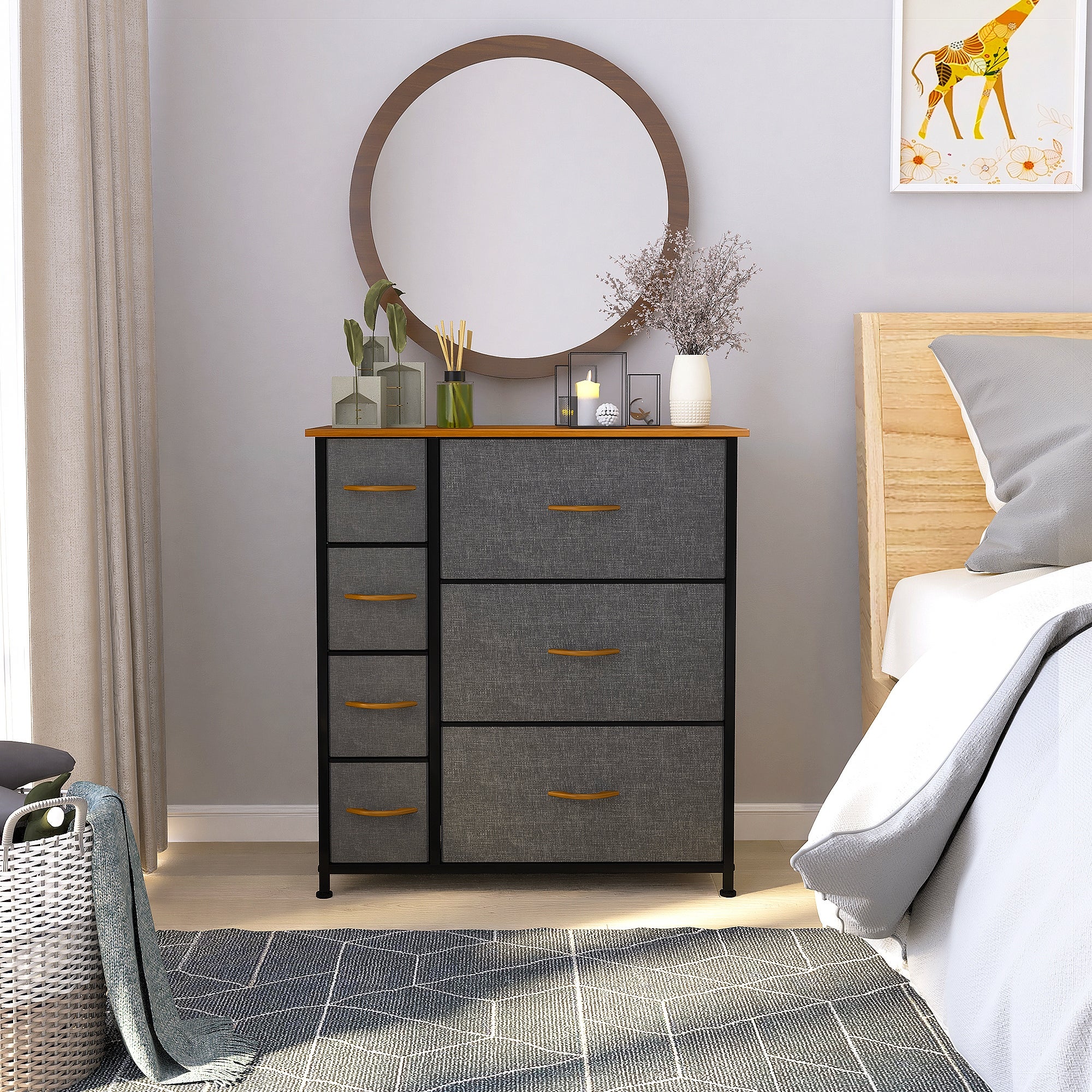 7 Drawers Furniture Storage Chest Grey 7-Drawer Dresser - - 37509352 - Mycitystee