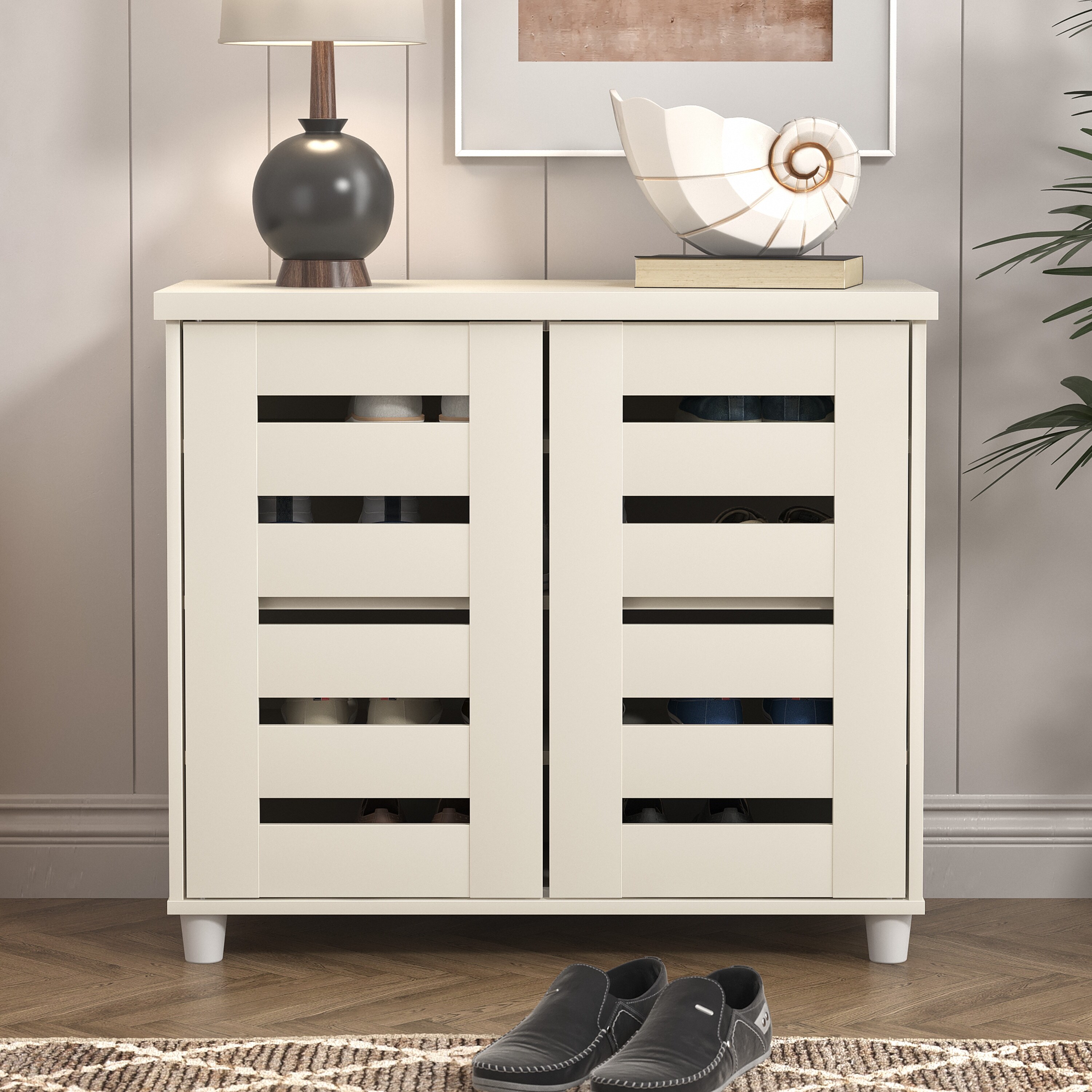 27.3 in. H x 30.7 in. W Wood Shoe Cabinet with Ultrafast Assembly - - 37316482 - Mycitystee