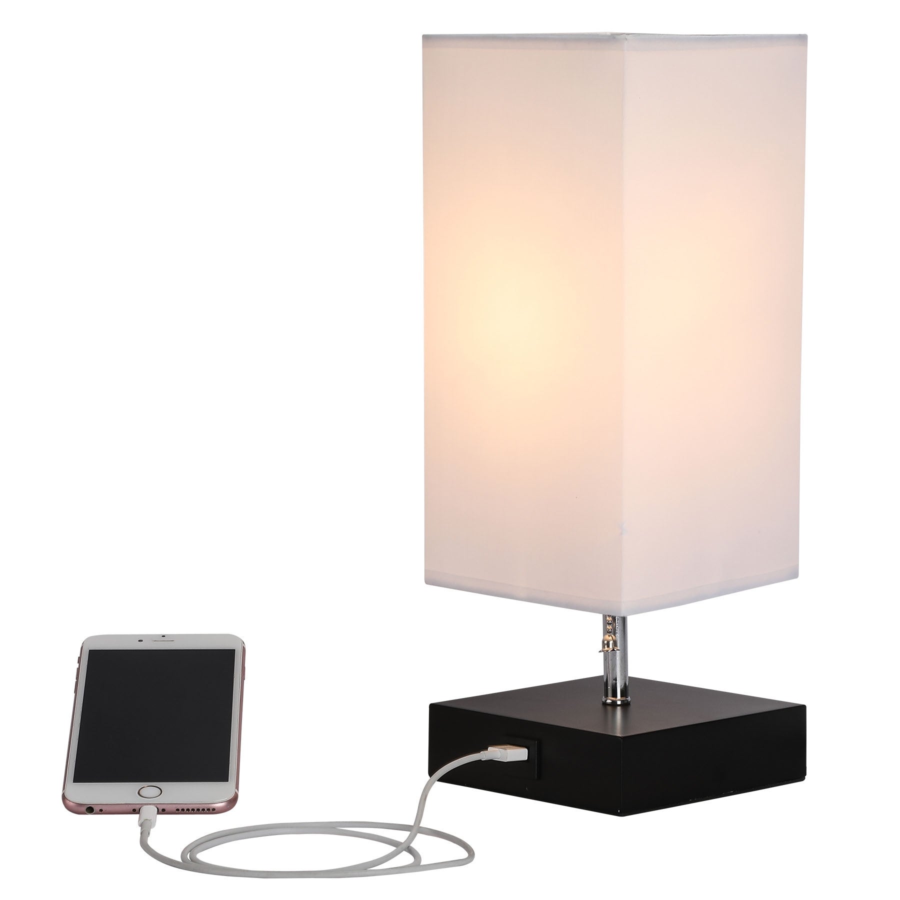 CO-Z 13.5-inch Table Lamp with Solid Wood Base and USB Port - Mycitystee