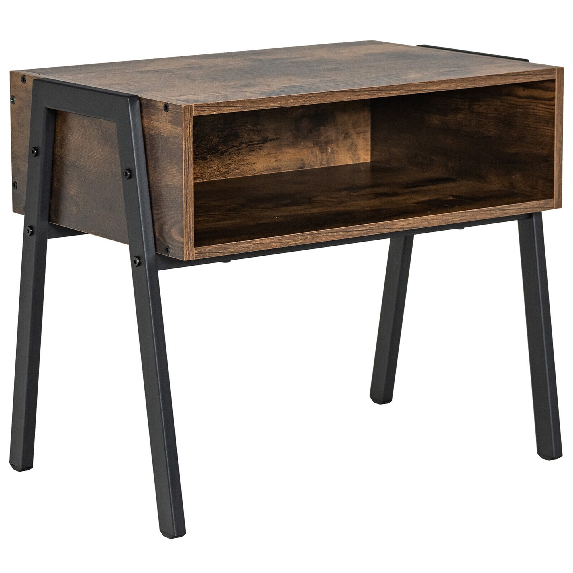 Gymax Stackable End Table Night Stand Bedside Table Shelf Accent Table - 21'' x 14'' x 18'' - Mycitystee
