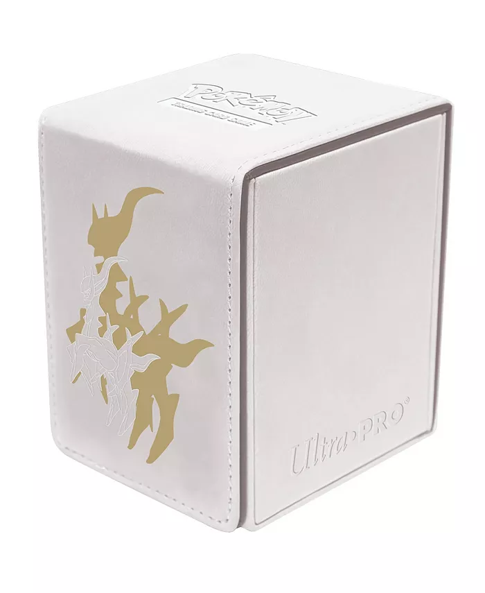 Ultra Pro Pokandeacutemon Elite Series Arceus Alcove Flip Deck Box White Leatherette Trading Card Box Stores 100 DoubleSleeved Cards - Mycitystee