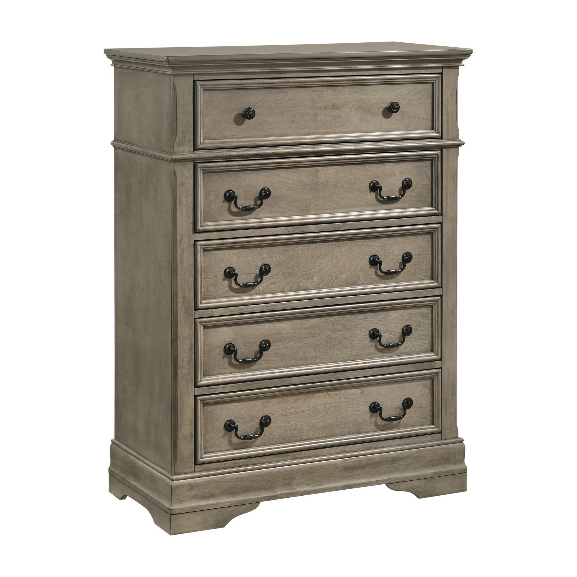 Ala 50 Inch Tall 5 Drawer Dresser Chest， Classic Bail Handles， Wheat Brown - - 37962516 - Mycitystee