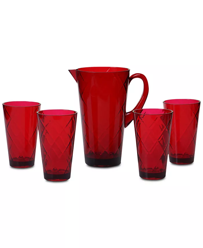 Certified International Ruby Diamond Acrylic 5-Pc. Drinkware Set - Mycitystee