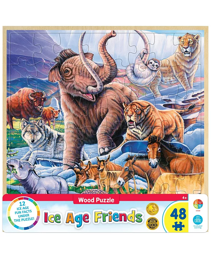 MasterPieces Puzzles Wood Fun Facts - Ice Age Animals Wood Puzzle 48 Piece Kids Puzzle - Mycitystee