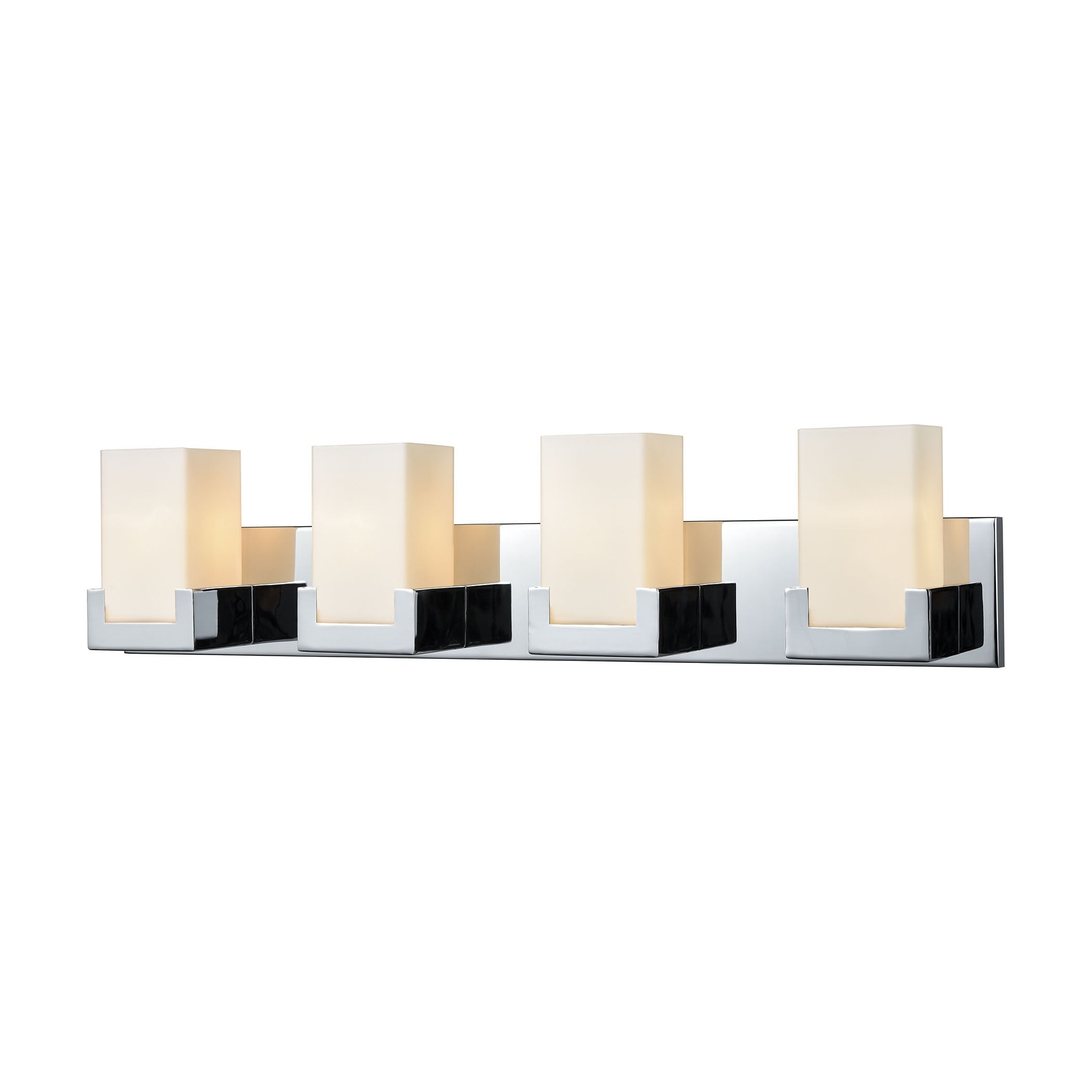 Balcony 4-Light Vanity Sconce in Polished Chrome with Opal White Glass - Mycitystee