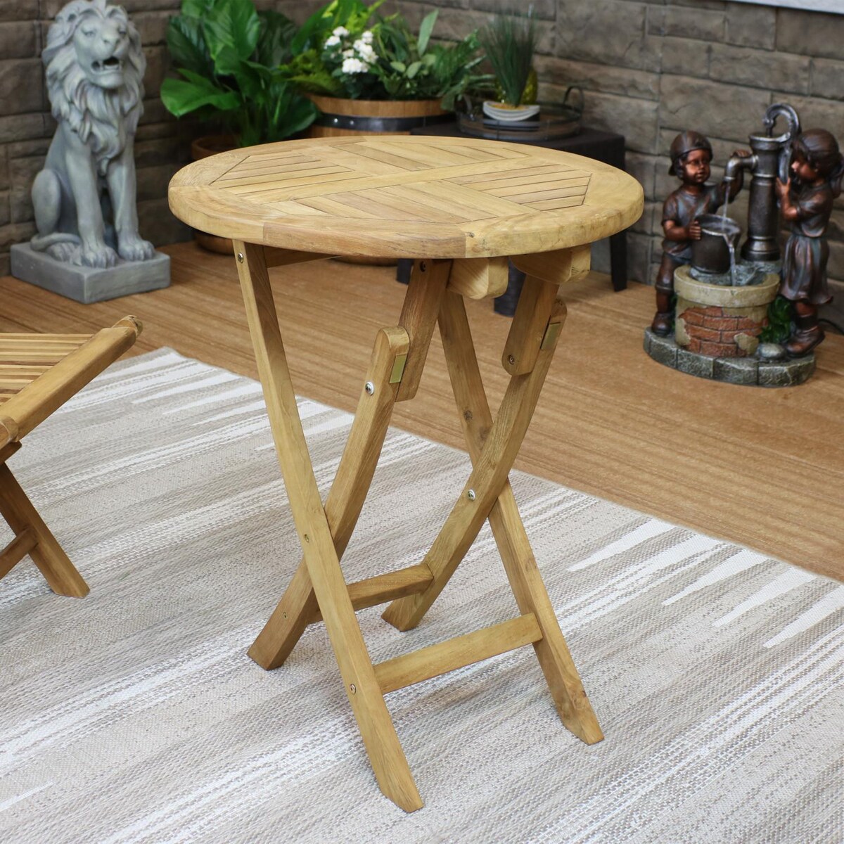 Ultimate Patio 23 1/2-Inch Round Teak Folding Outdoor Patio Table - Mycitystee