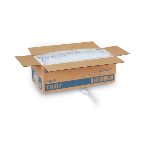 Dixie Plastic Cutlery， Heavyweight Teaspoons， White， 1，000/Carton (TH217) - Mycitystee