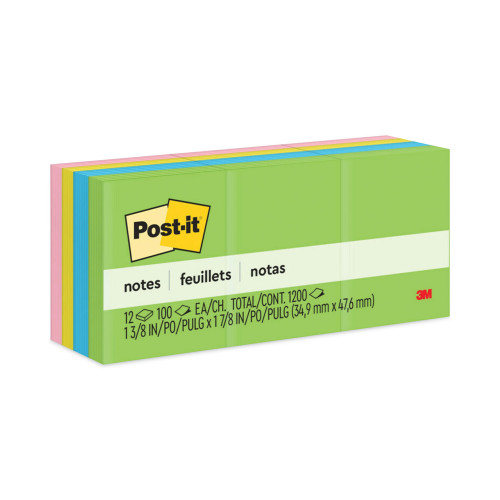 Post-it Original Pads in Jaipur Colors， 1 1/2 x 2， 100-Sheet， 12/Pack (653AU) - Mycitystee