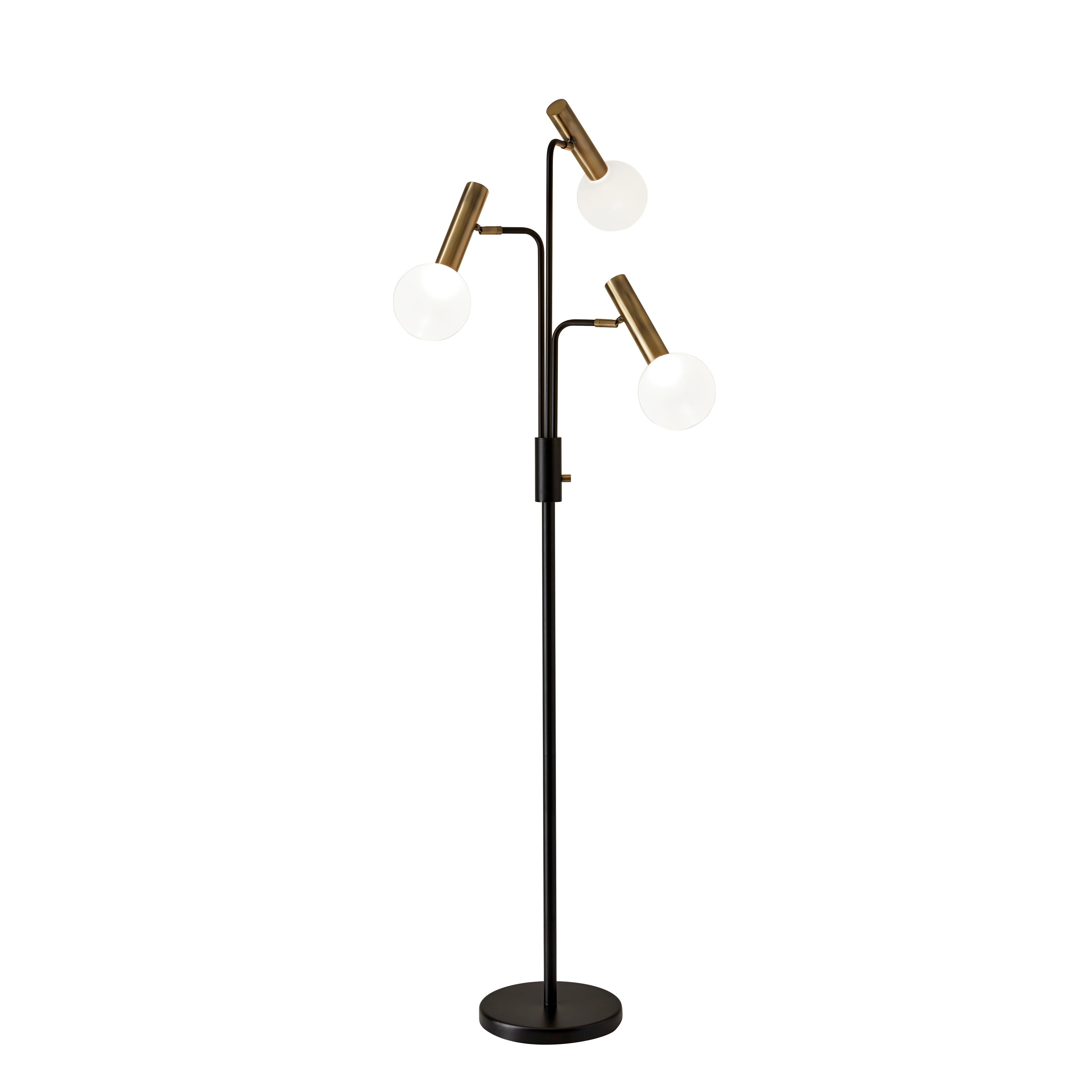Adesso Sinclair Black and Antique Brass LED 3-Arm Floor Lamp - Mycitystee
