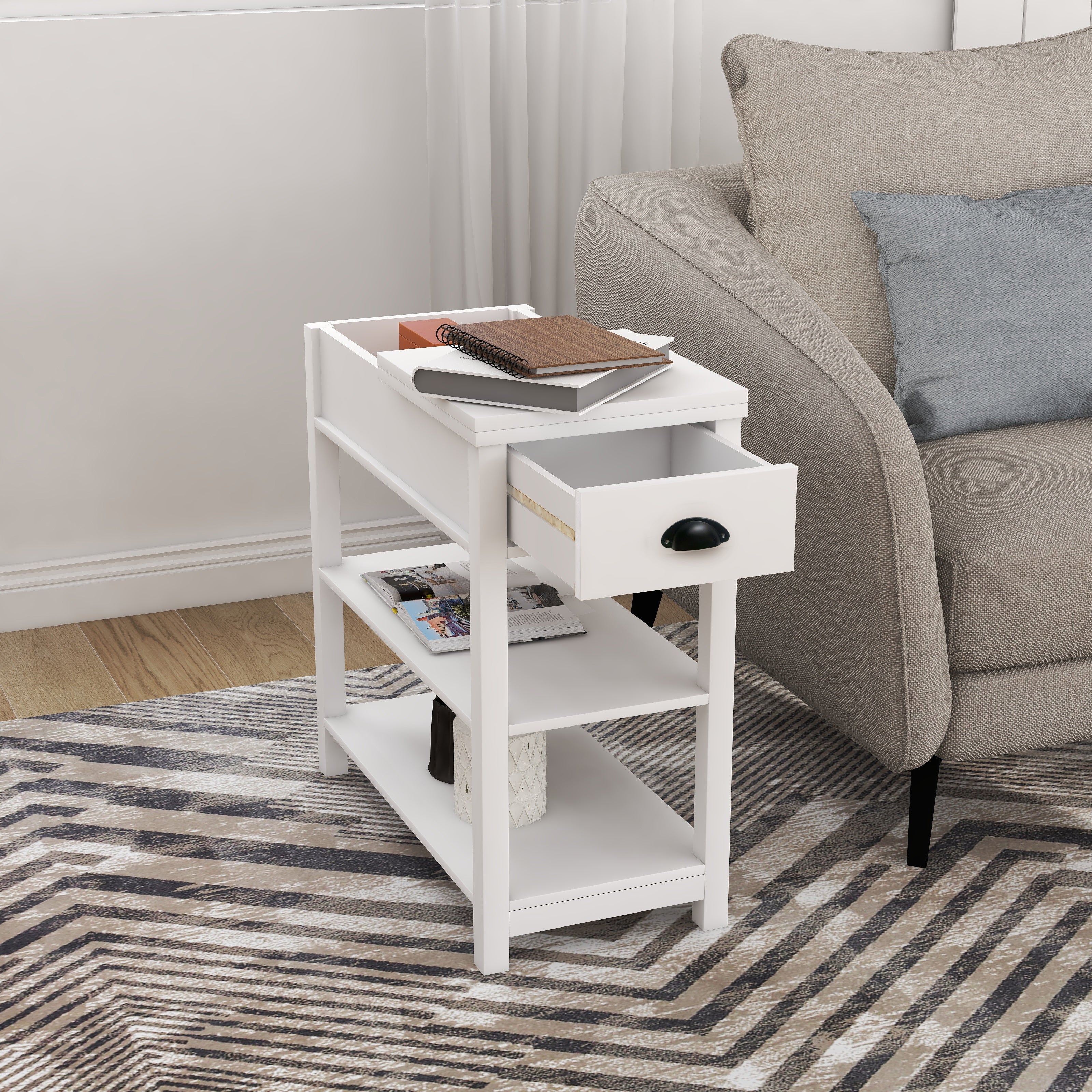 Flip Top Sofa Couch Table Bedside Table for Small Spaces - Mycitystee
