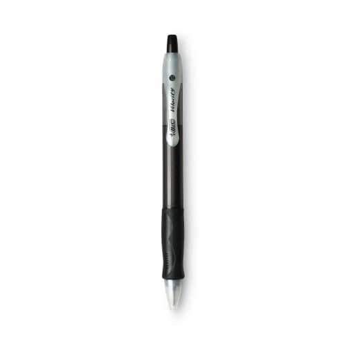 BIC Velocity Retractable Ballpoint Pen， 1mm， Black Ink， Trans Black Barrel， Dozen (VLG11BK) - Mycitystee