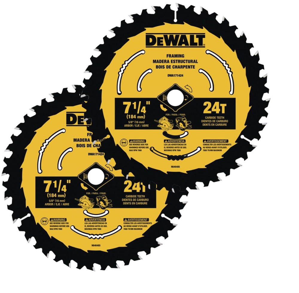 DEWALT 7-1/4-in 24T Saw Blades with ToughTrack tooth design 2 pk DWA1714242 from DEWALT - Mycitystee