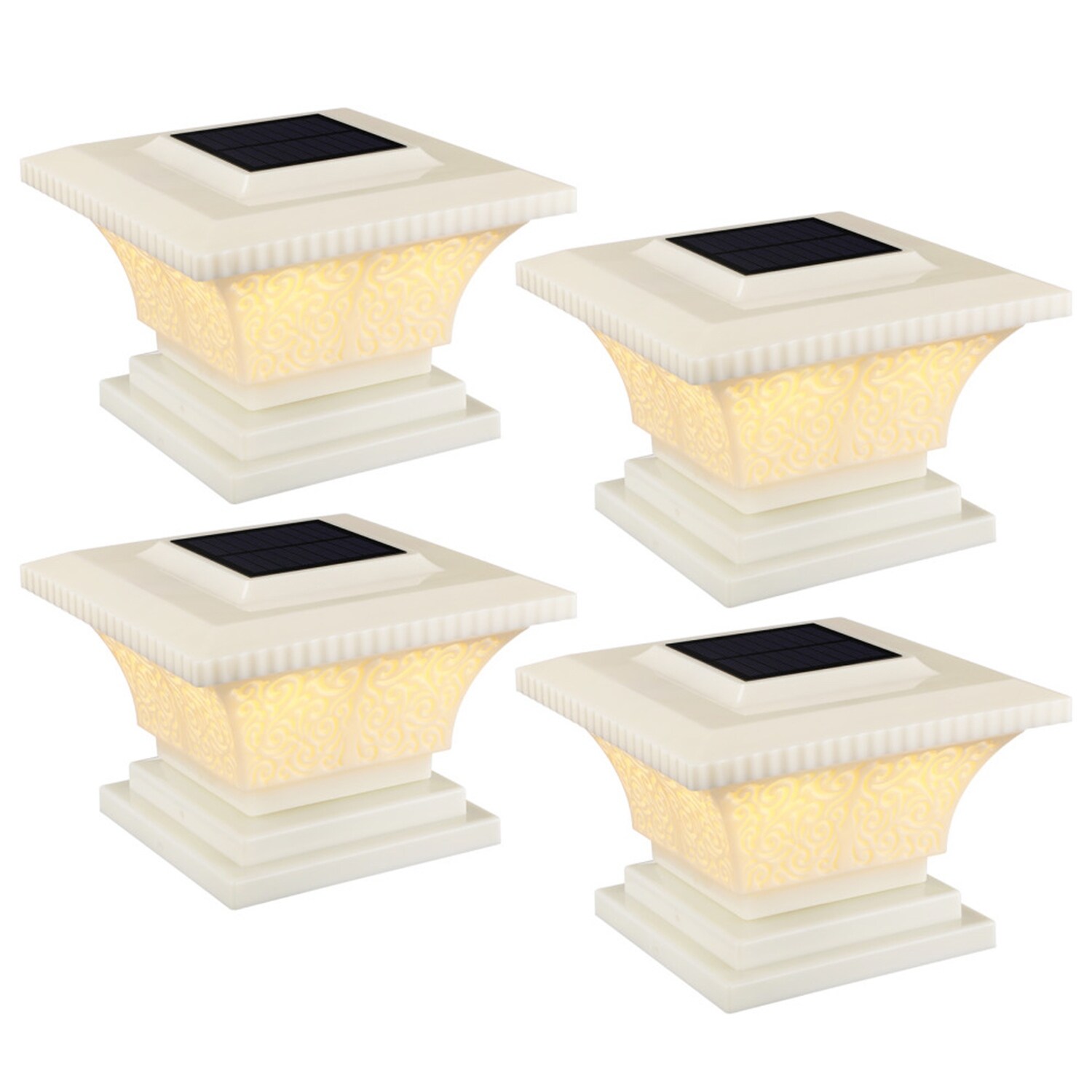 Solar Outdoor Post Cap Lights， IP65 Waterproof Square Fence Light - 4PACK - Mycitystee