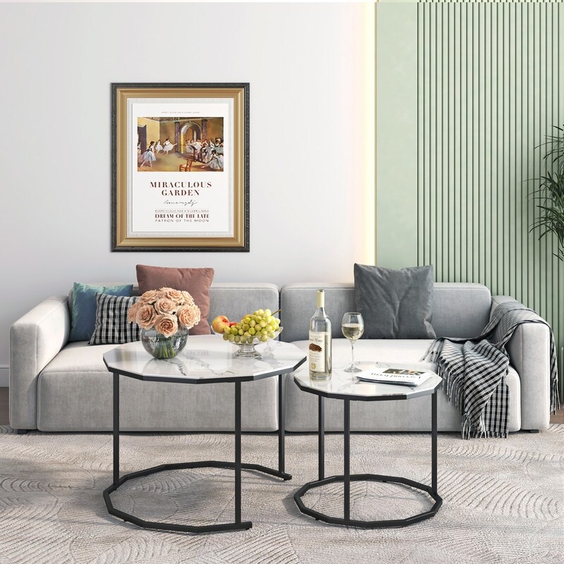 Nesting Coffee Tables Set of 2 for Living Room， Modern Accen - Mycitystee