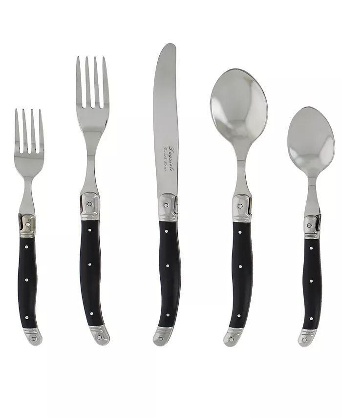 French Home Laguiole 20-Piece French Black Flatware Set， Service for 4 - Mycitystee