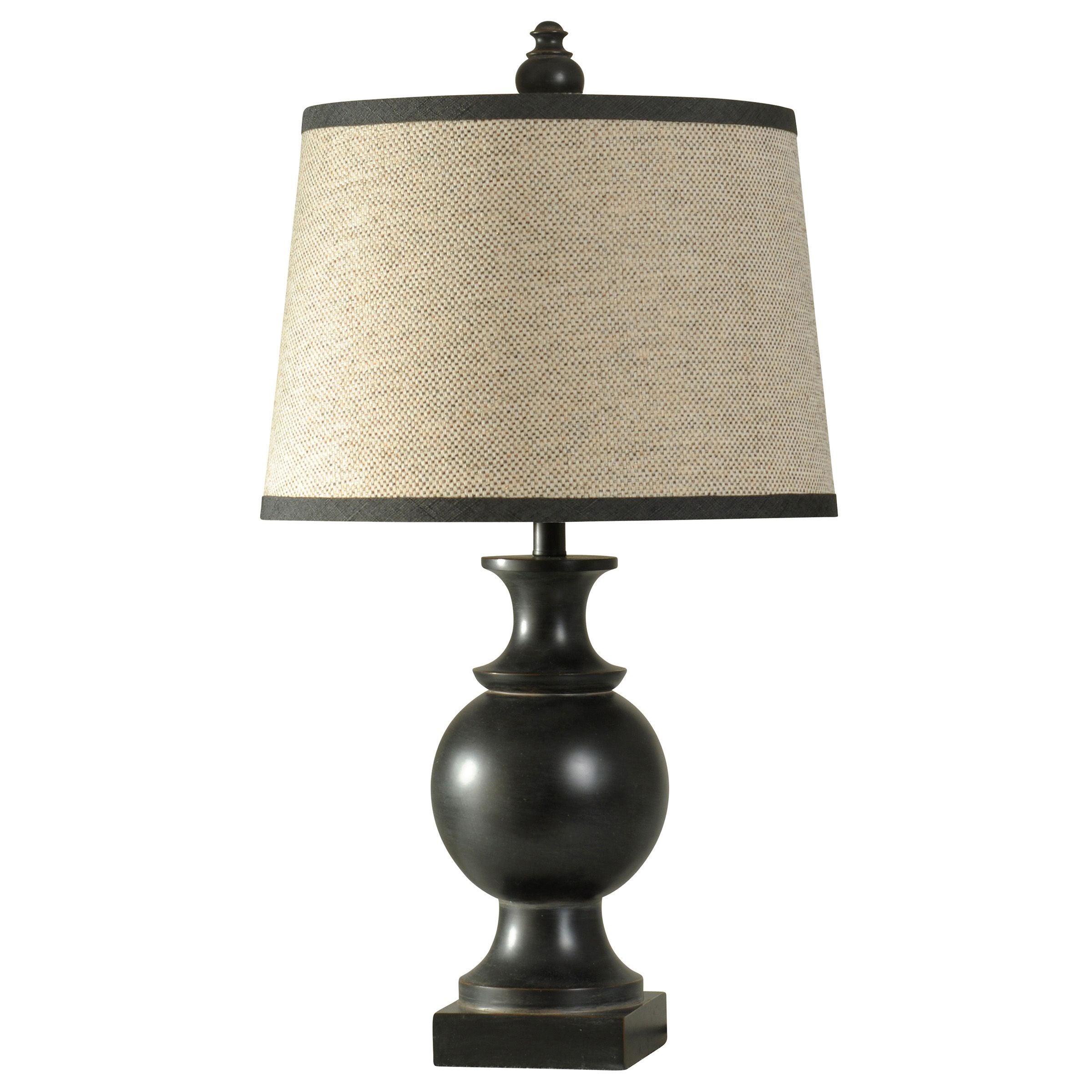 StyleCraft Noir Black Table Lamp - Natural Linen Hardback Fabric Shade - Mycitystee