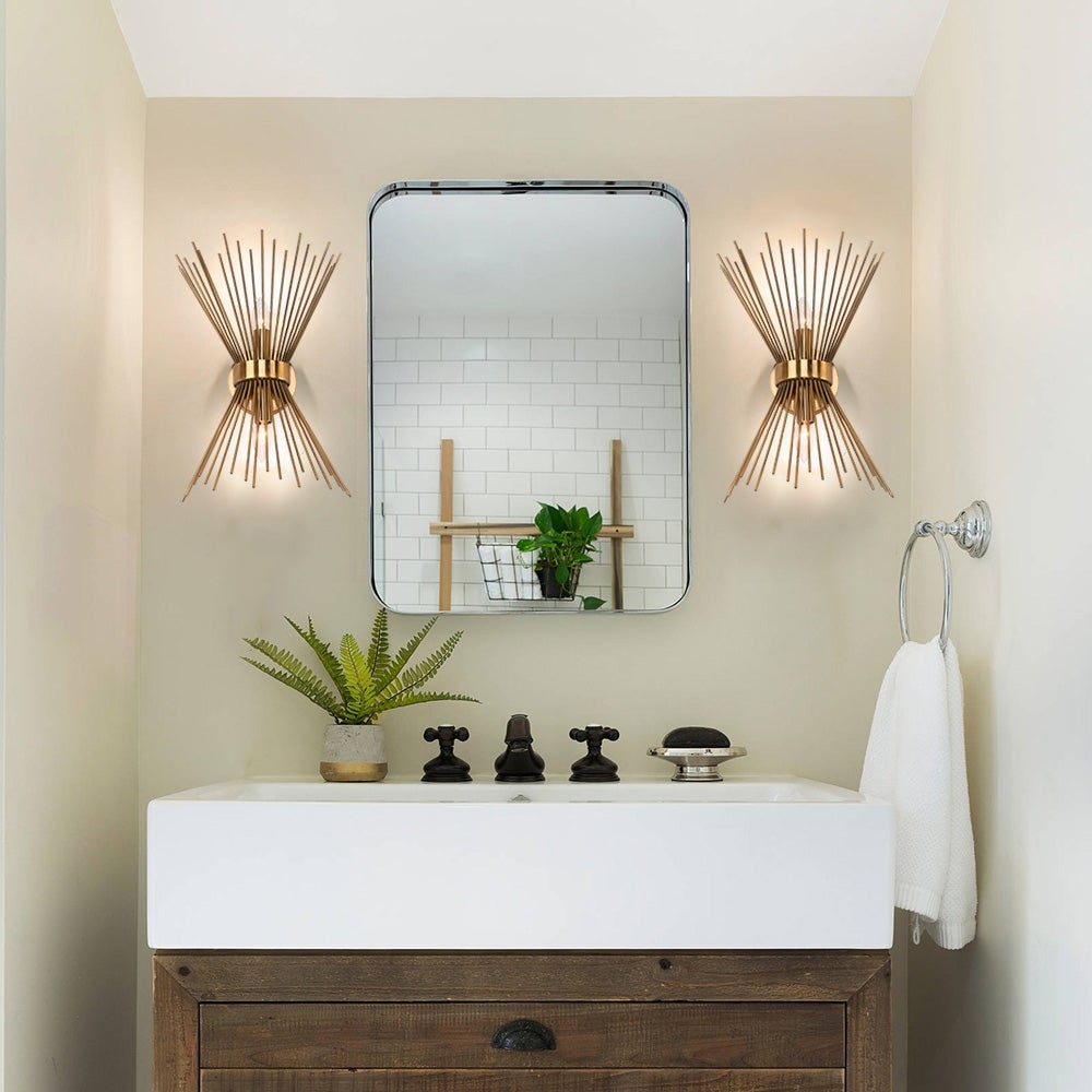 2-Light Mid-Century Modern Sunburst Wall Sconce Sputnik Wall Light - Mycitystee