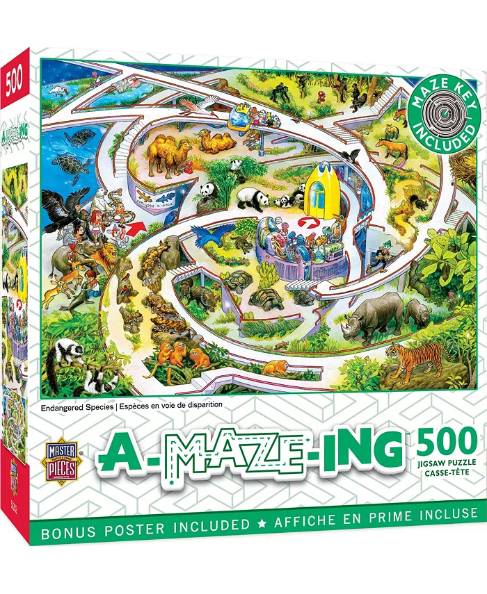 MasterPieces Puzzles A-Maze-ing - Endangered Species 500 Piece Adult Jugsaw Puzzle - Mycitystee