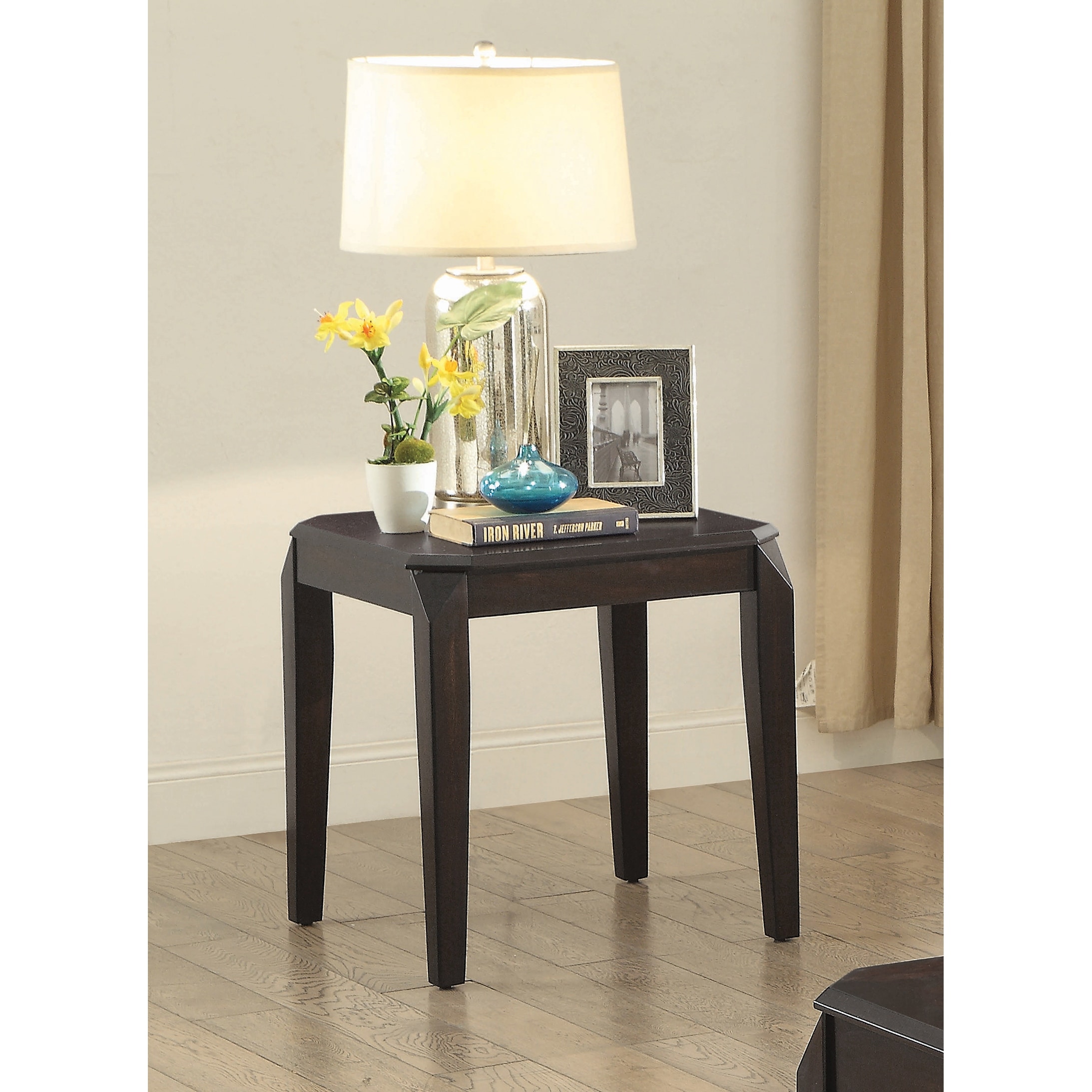 Sharla Walnut Square End Table - Mycitystee