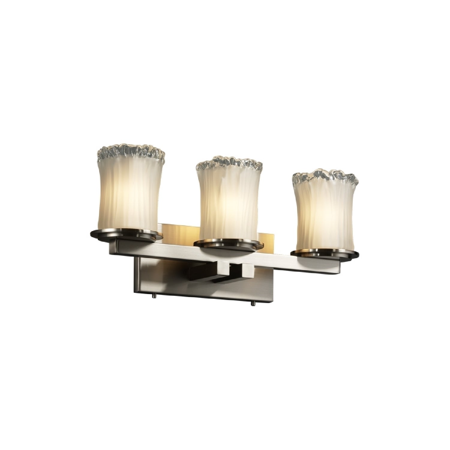 Justice Design Veneto Luce Dakota 3-light Brushed Nickel Bath Bar， White Frosted Cylinder - Rippled Rim Shade - Mycitystee