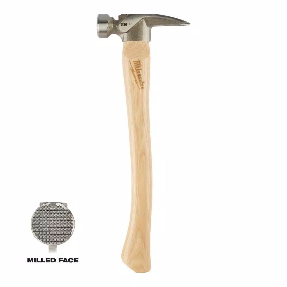 Milwaukee 19 oz. Wood Milled Face Hickory Framing Hammer and#8211; XDC Depot - Mycitystee