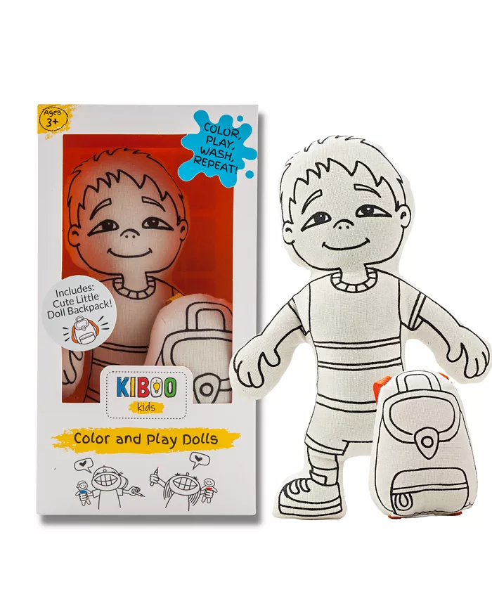 Kiboo Kids Doll and Mini Doll Backpack for Coloring - Boy with pocket (+markers) - Mycitystee