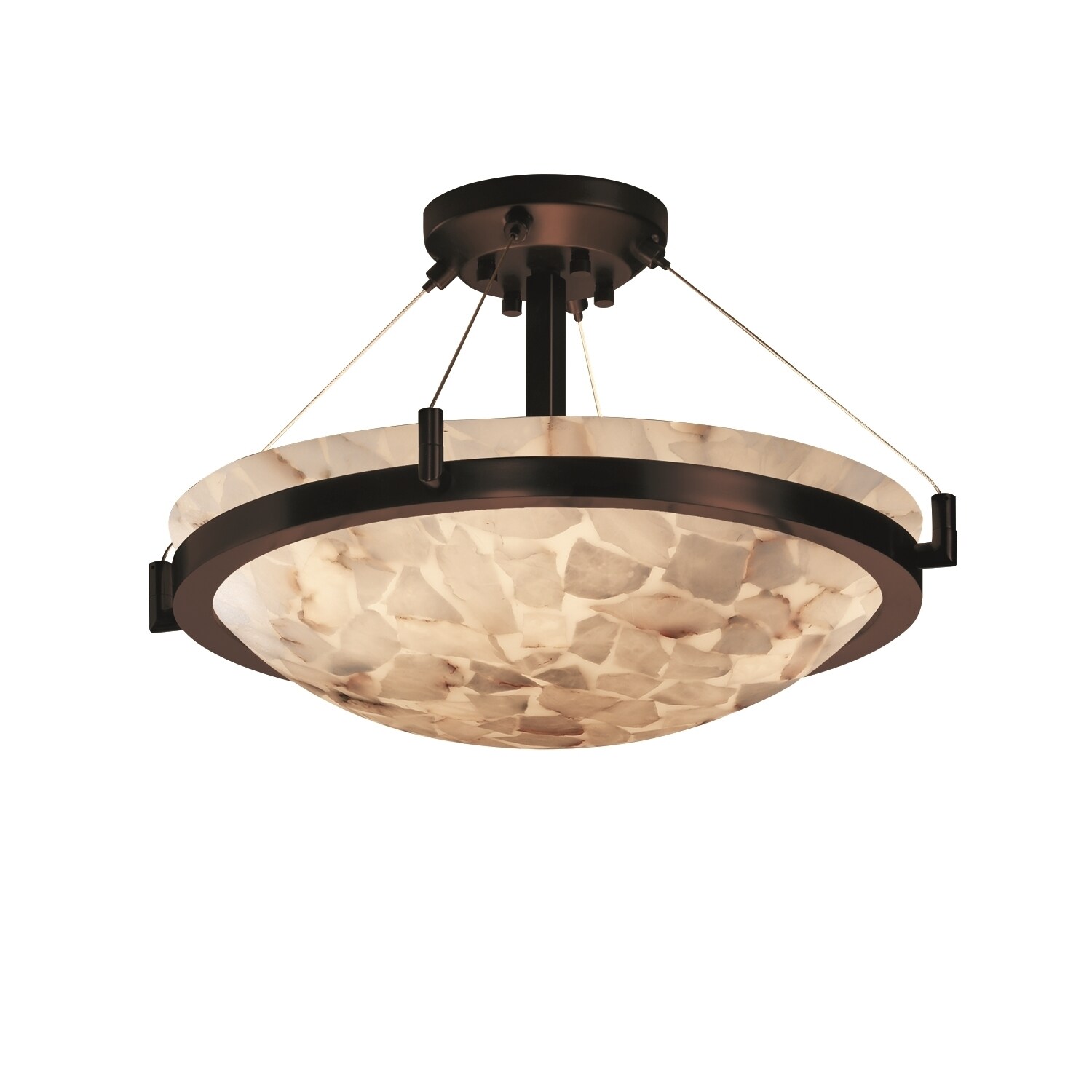 Justice Design Alabaster Rocks Ring 3-light Dark Bronze Round Bowl Semi-flush - Mycitystee