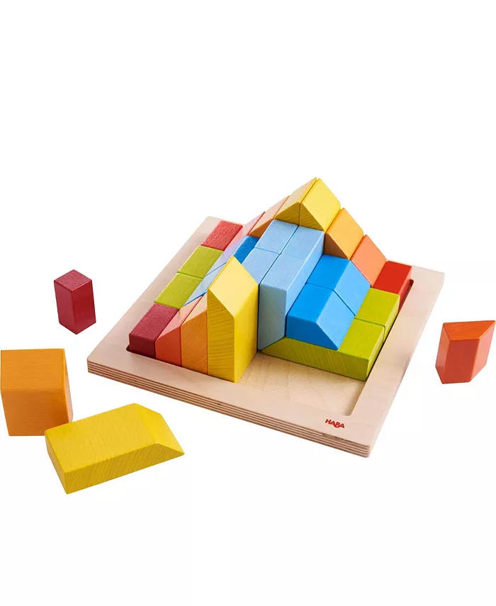 Haba 3D Arranging Game Creative Stones with 28 Wooden Blocks - Mycitystee
