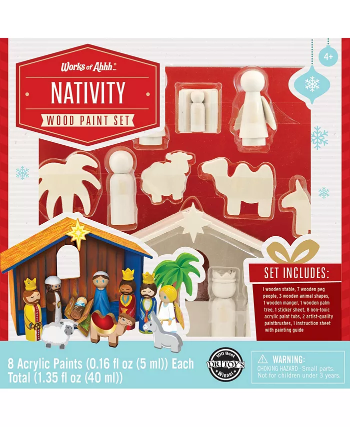 MasterPieces Puzzles Works of Ahhh Holiday Craft Set - Nativity Premium Wood Paint Kit - Mycitystee