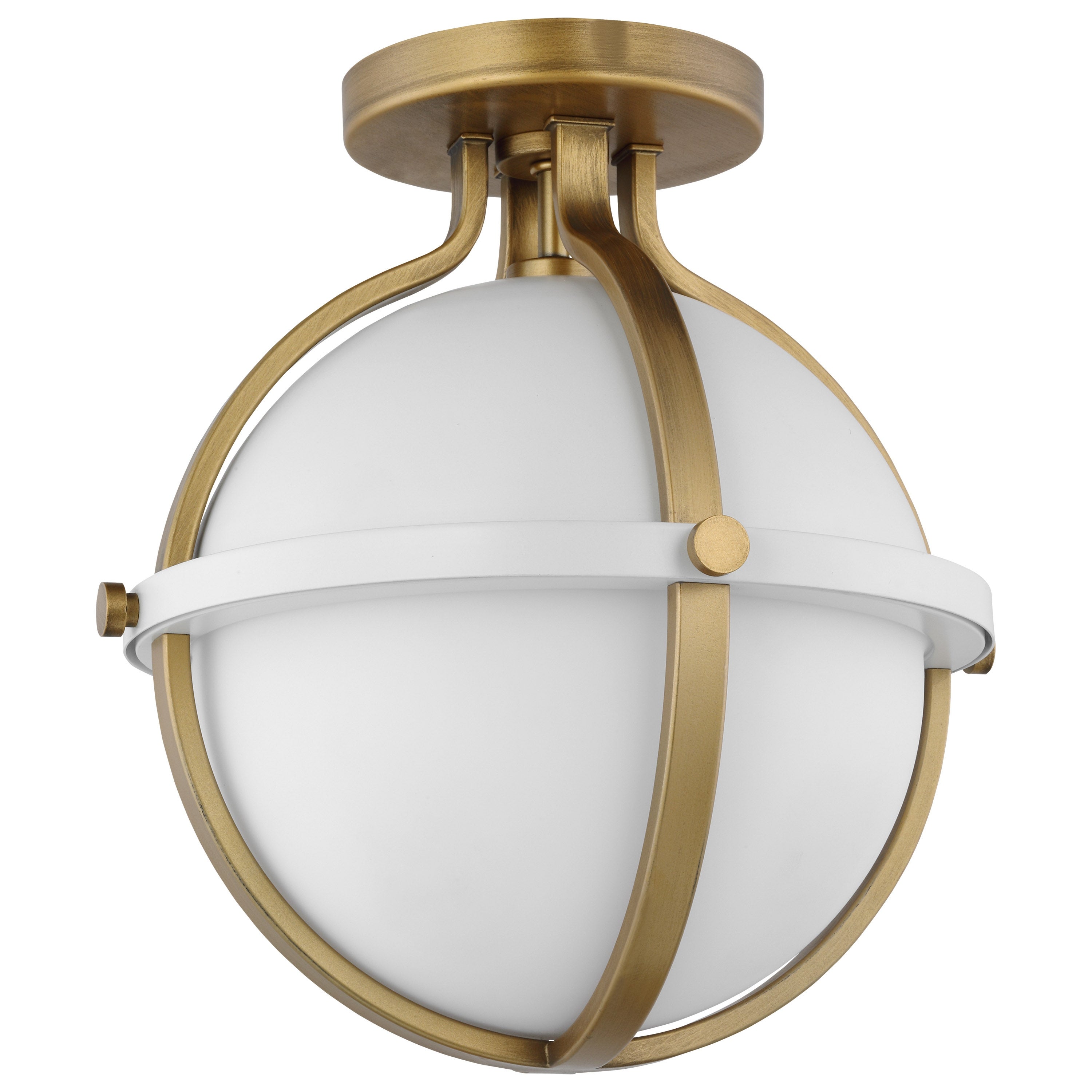 Lincoln 1 Light Semi Flush Mount Medium Base 60 Watt Matte White Finish White Opal Glass - Mycitystee