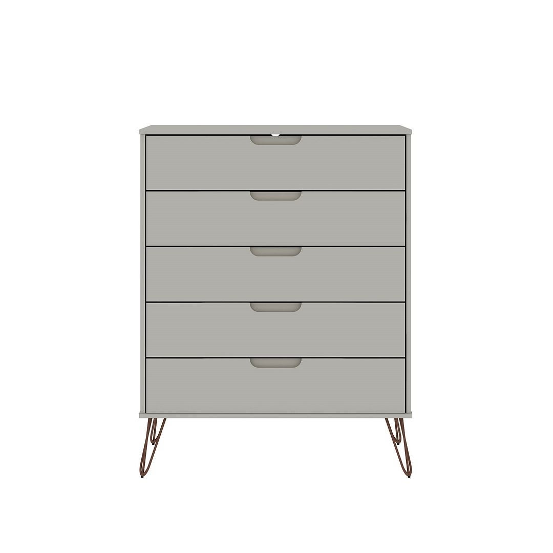 Manhattan Comfort Rockefeller 5-Drawer Tall Dresser with Metal Legs - - 33227272 - Mycitystee