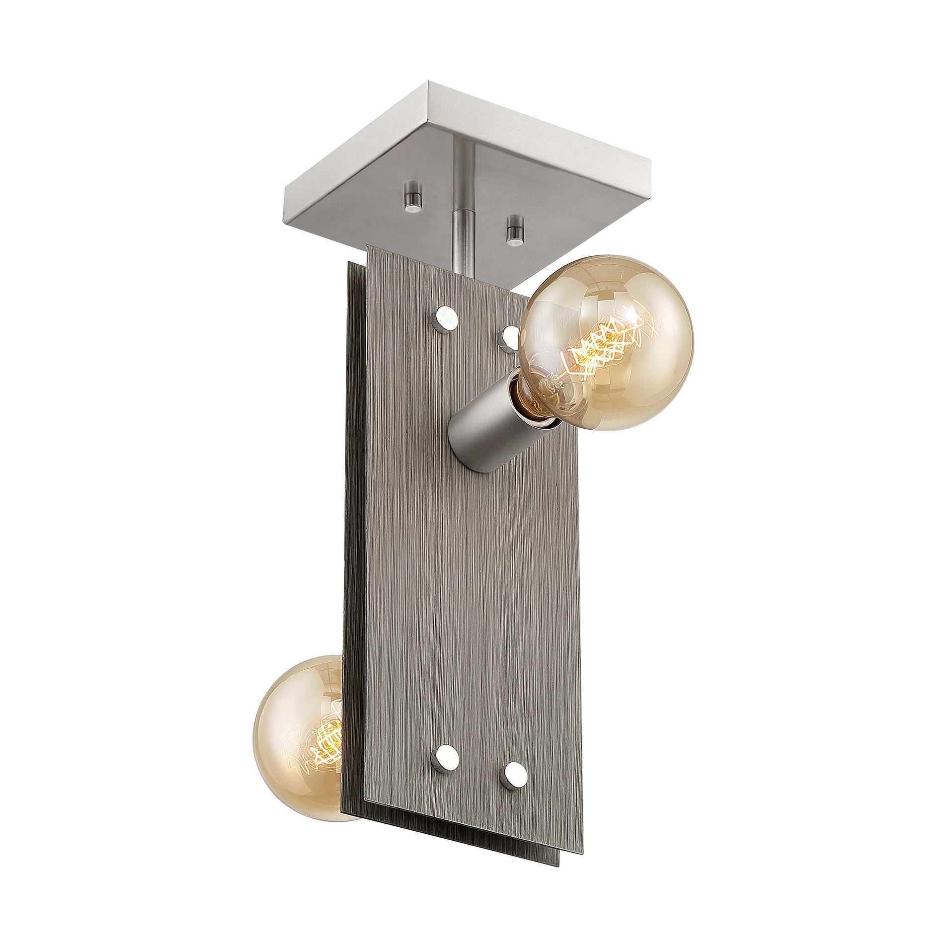 Nova Lighting Two Light Semi Flush Mount Stella Driftwood / Brushed - Exact Size - Mycitystee