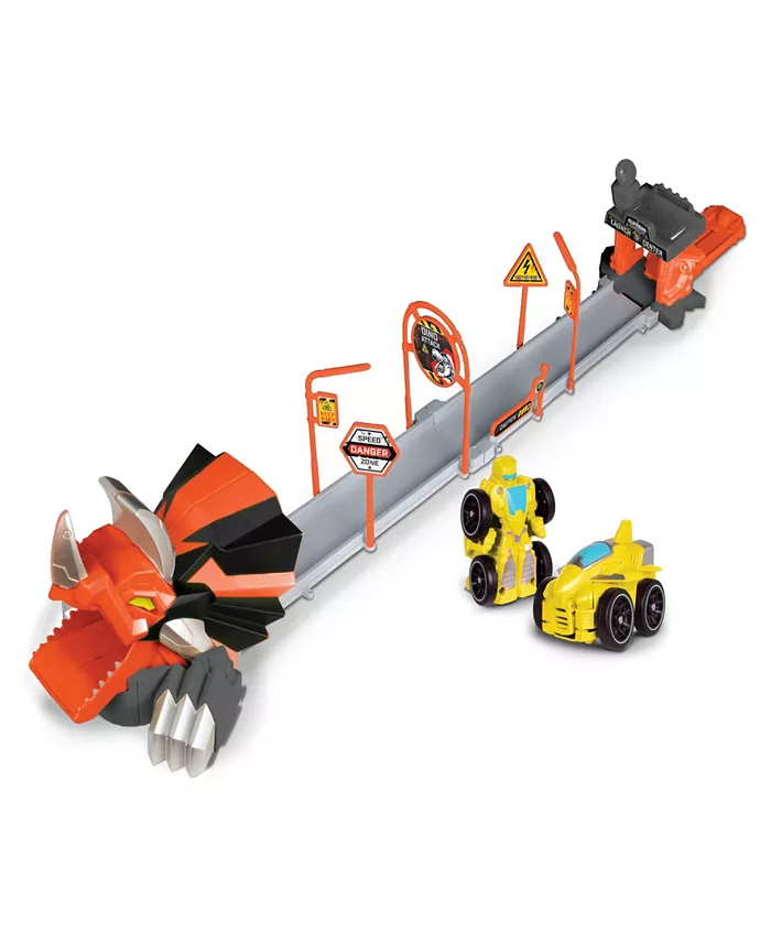 Supreme Machines Nkok Attack Launch Track Triceratops Rocket Bot 42022， 17 Piece Set， Yellow Transforming 2-in-1 Car Robot， Easy Assembly - Mycitystee