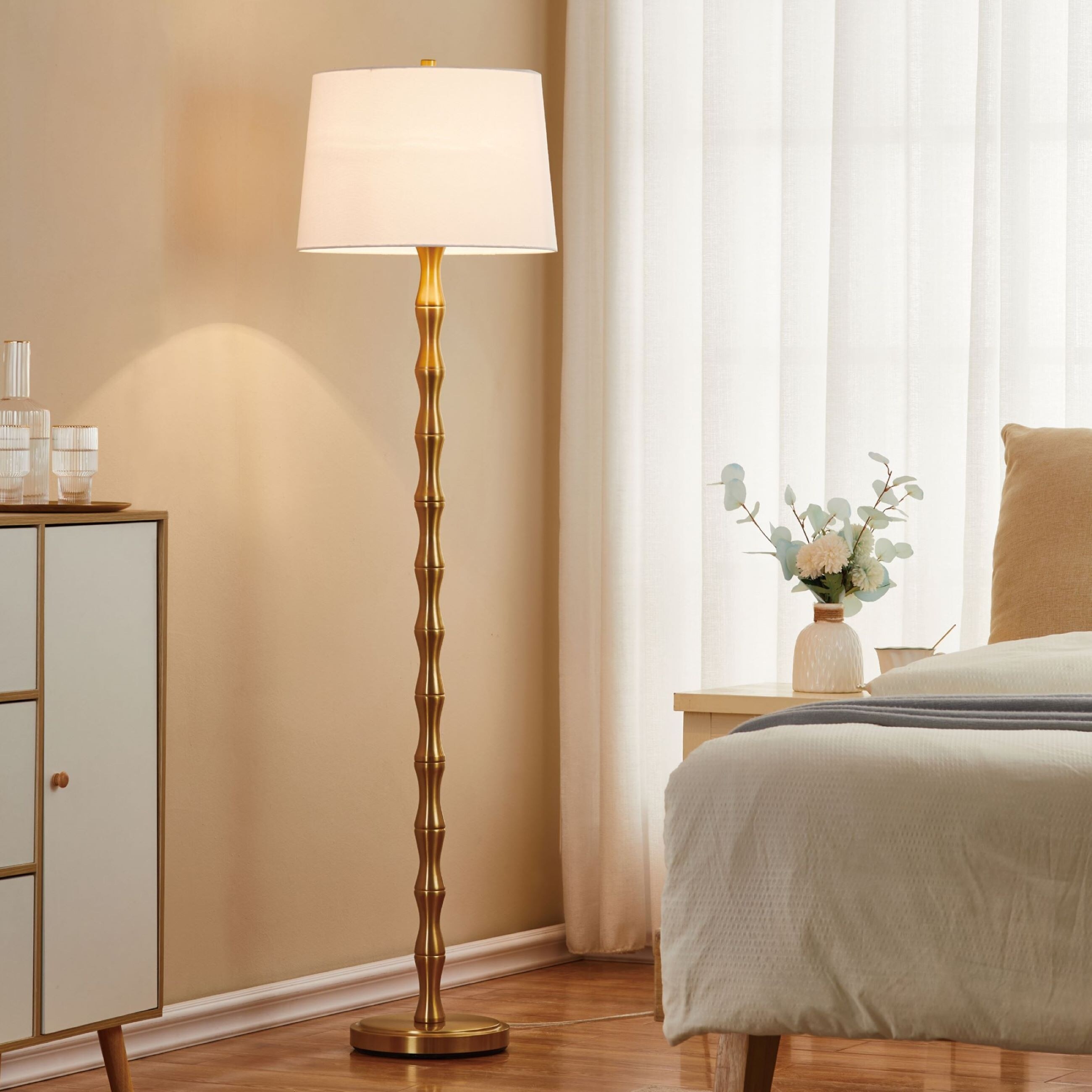 KAWOTI 61'' Floor Lamp with Fabric Shade - Mycitystee