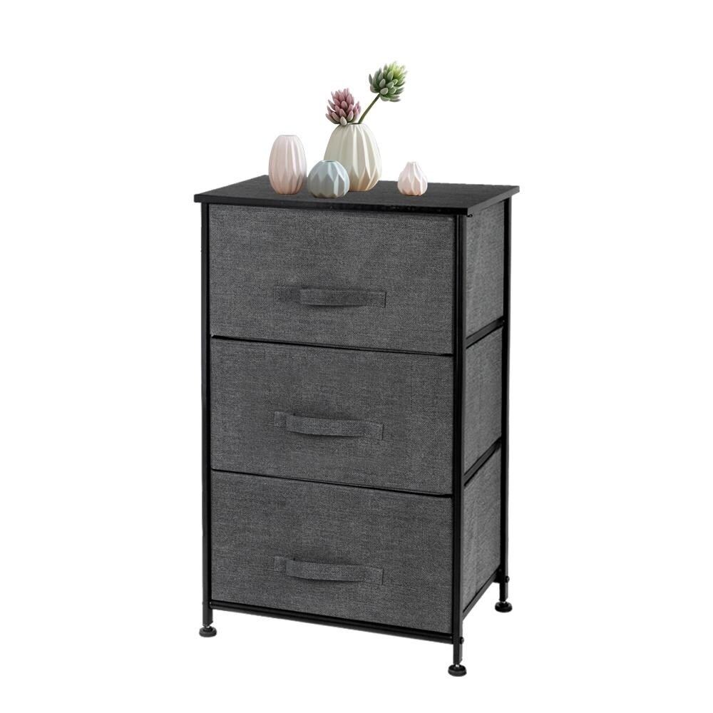 Vertical Dresser Storage Tower with Sturdy Steel Frame and Wood Top，Grey - - 33169084 - Mycitystee