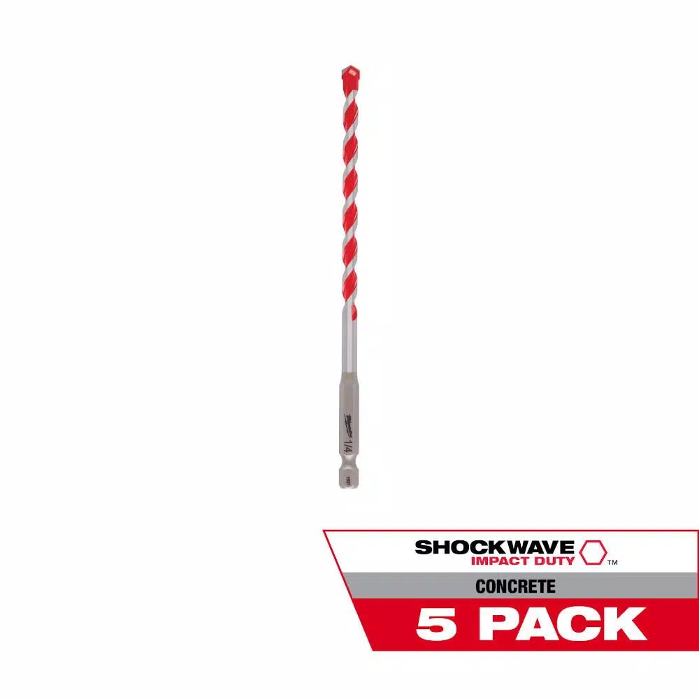 Milwaukee 1/4 in. SHOCKWAVE Carbide Hammer Drill Bits (5-Pack) and#8211; XDC Depot - Mycitystee