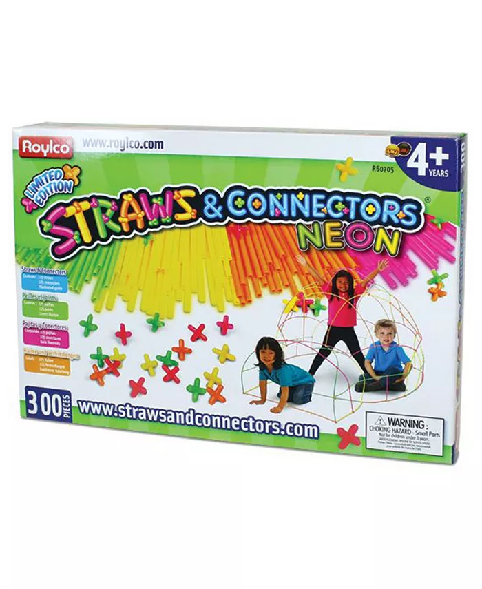 Roylco Straws and Connectors Neon - 300 Piece Set - Mycitystee
